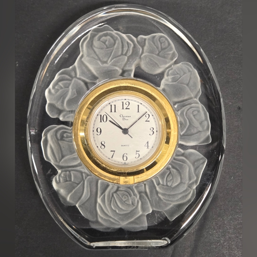 Auth Rare VTG 80’s DIOR Rose‎ Mini Clock Japan